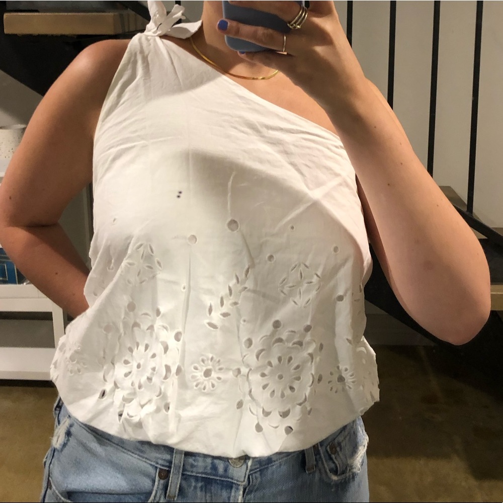 White Tunic One Shoulder Blouse